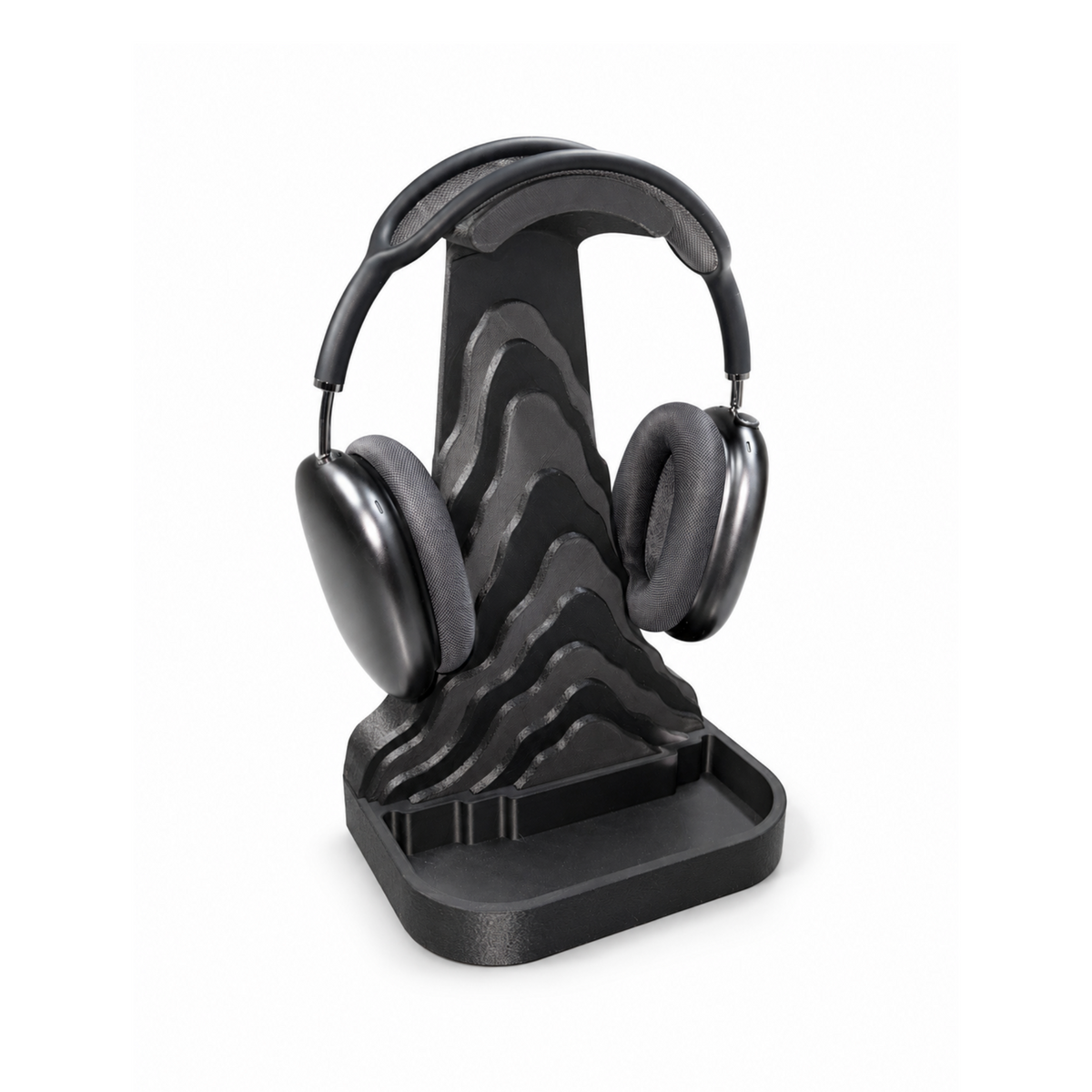 Bergamont Headphone Stand promotional product image with headphones on white background