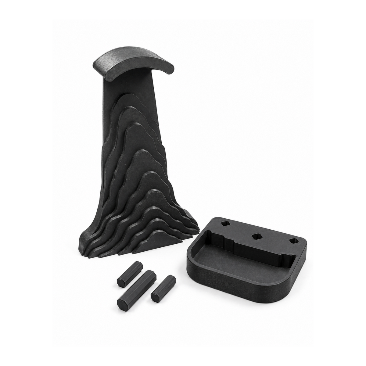 Bergamont Headphone Stand component parts with dowel pins