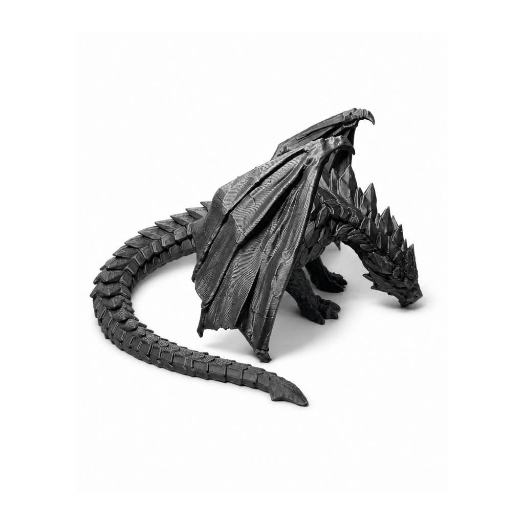 Black Dragon Sculpture by Sektor 7 Studios, rear three-quarter view on white background
