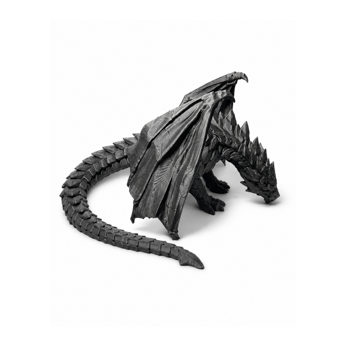 Black Dragon Sculpture by Sektor 7 Studios, rear three-quarter view on white background
