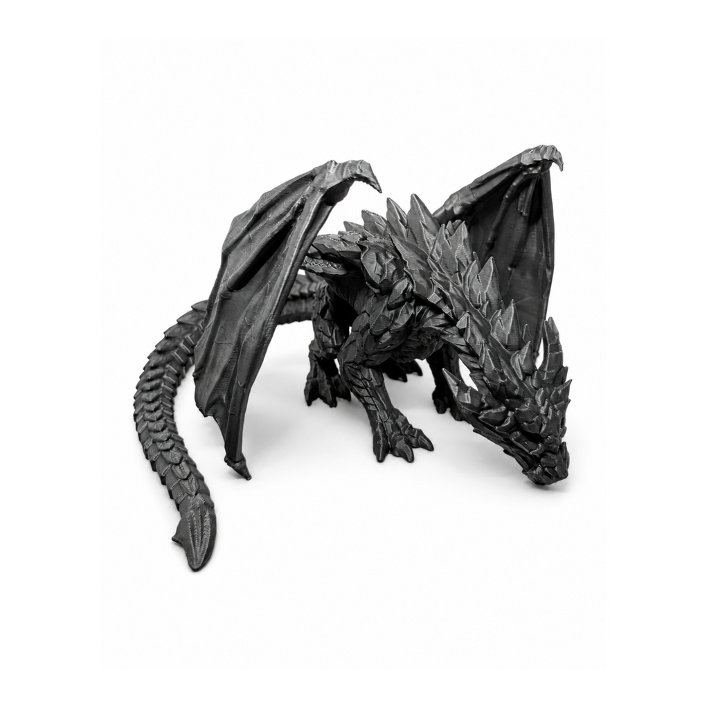 Black Dragon Sculpture by Sektor 7 Studios, front three-quarter view on white background
