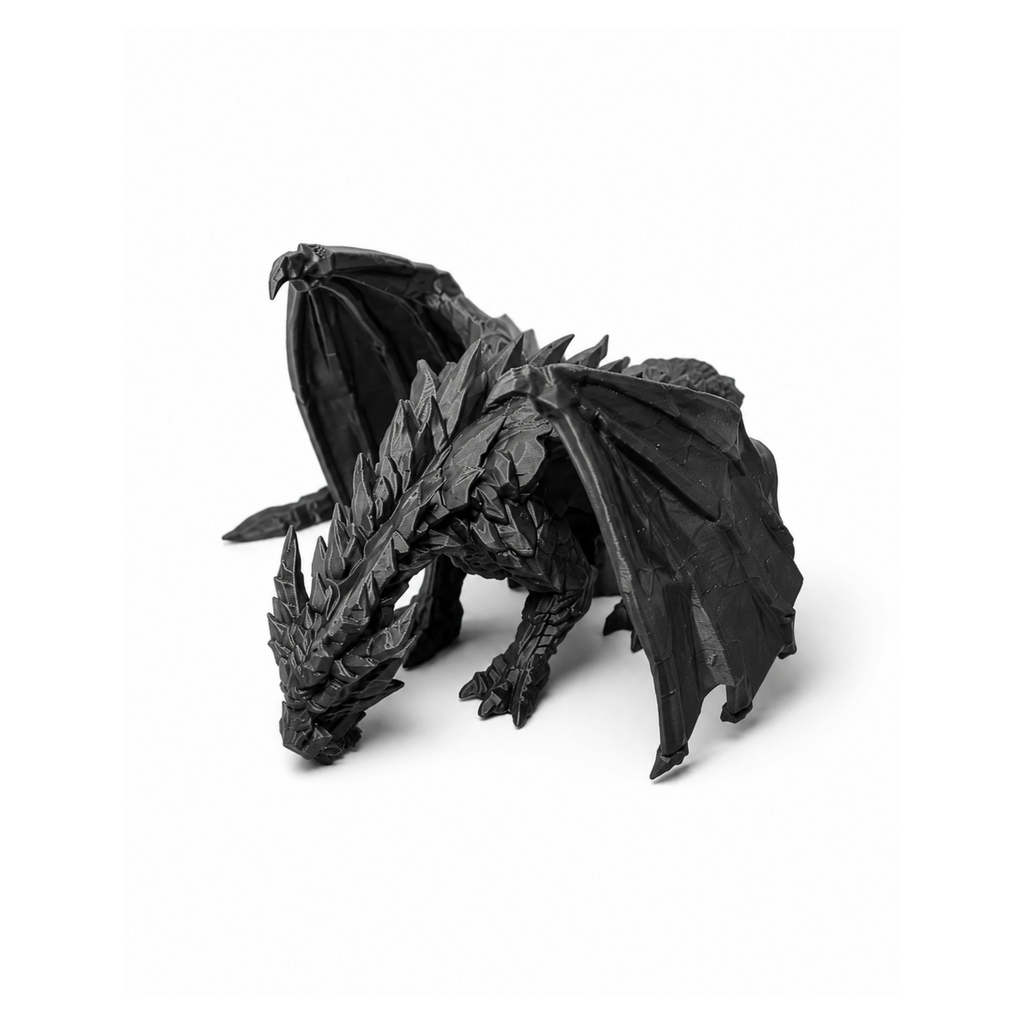 Black Dragon Sculpture front three-quarter product view on white background