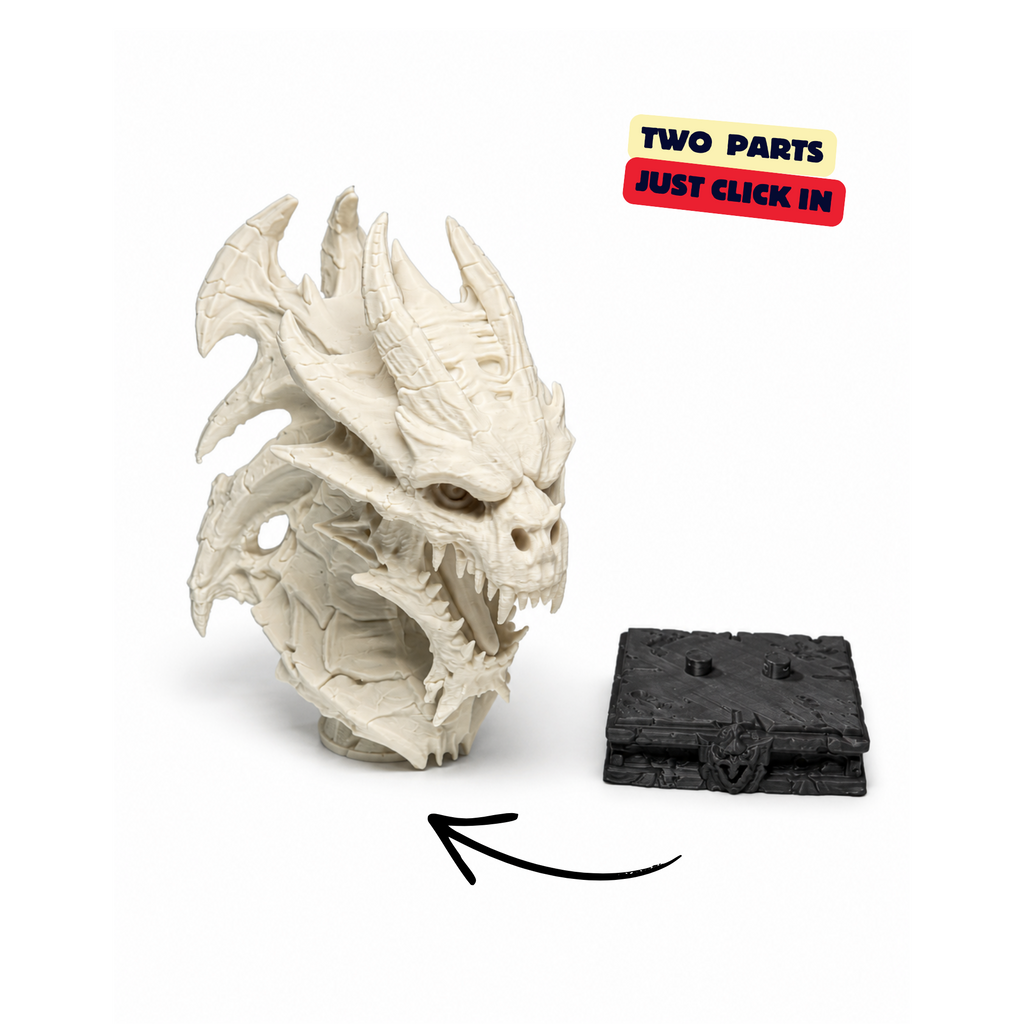 Dead Dragon Bust two-part click-in assembly illustration