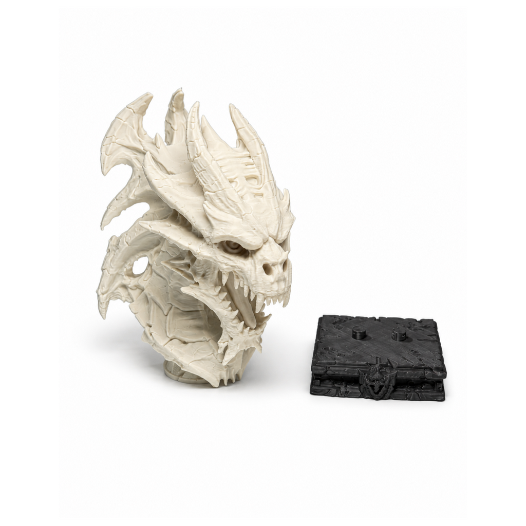 Dead Dragon Bust shown with the bust and base separated