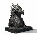 Armoured dragon book stand, front three-quarter view