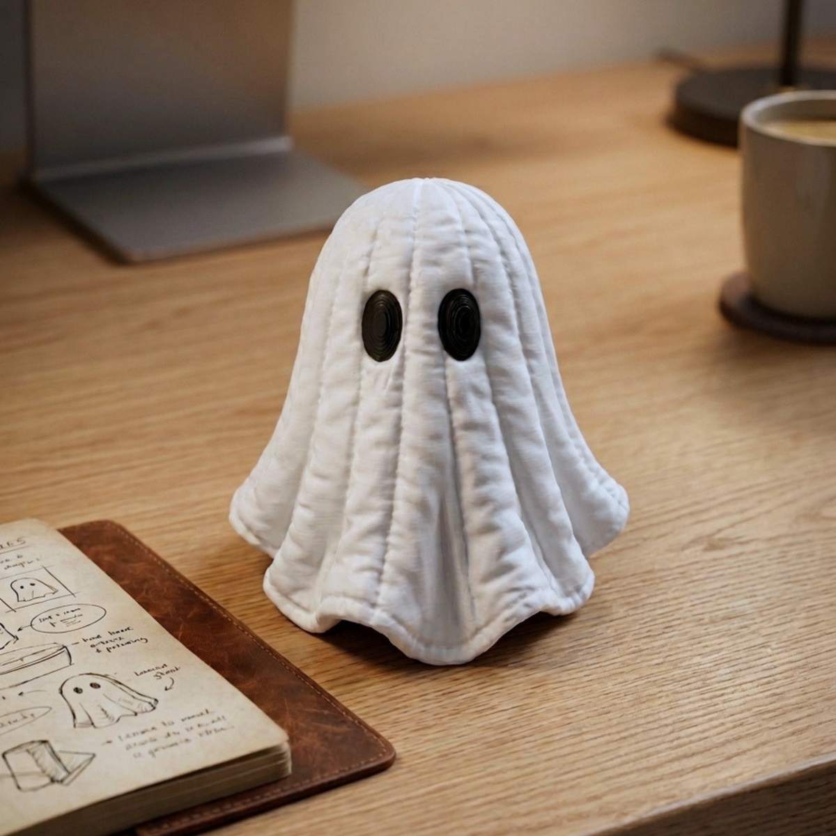 Ghost Under Quilted Blanket displayed on a warm desk