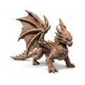 Wood Dragon Sculpture 3D print, front three-quarter view on white background